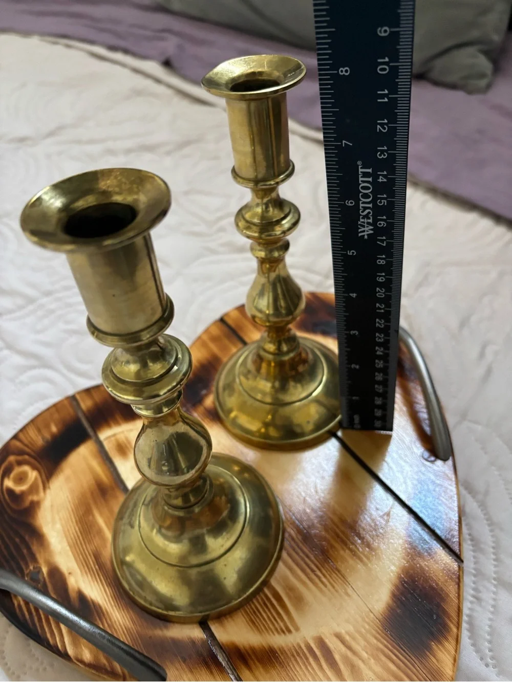 Antique English Brass Candlestick holder set of two